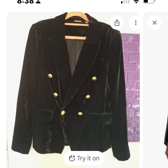 Elie Tahari Black Velvet double breasted Blazer with Gold Buttons gorge!🔥 - Picture 1 of 16